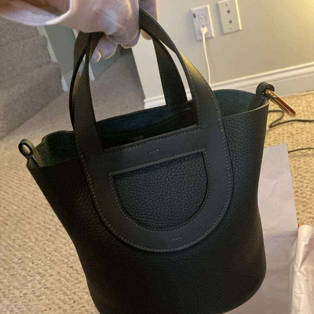 Hermes in the loop 18 in vert fonce bag handbag purse